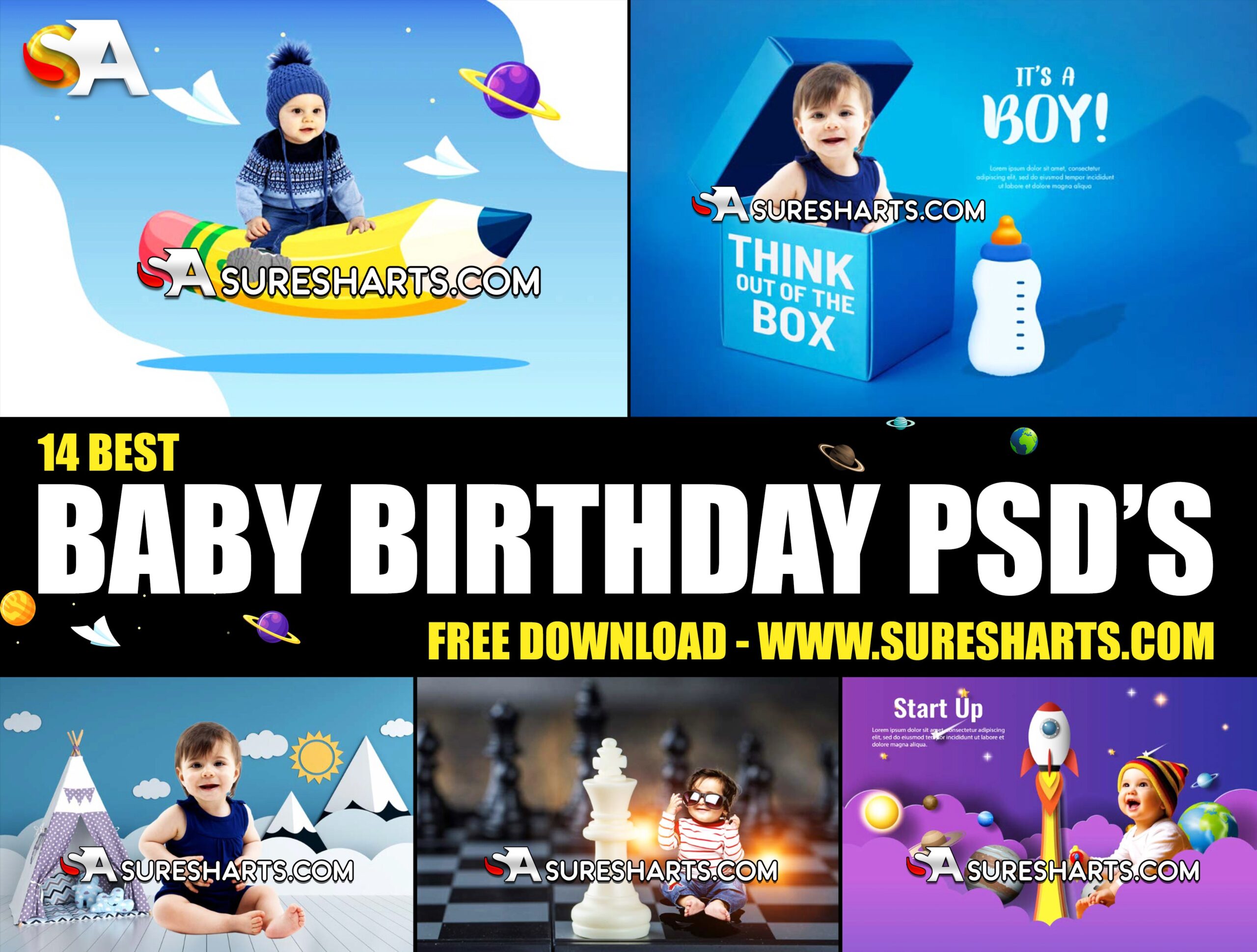 Creative Birthday Free 14 PSD Templates